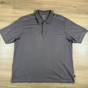 Tommy Bahama Island Zone Supima Cotton Polo Shirt Size 2XL Gray Embroidered Logo